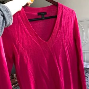 Pink wool v neck sweater j crew